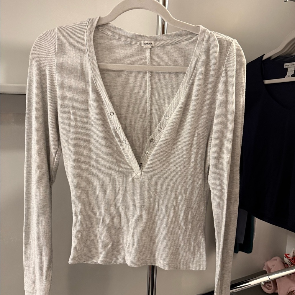 garage heather grey long sleeve top